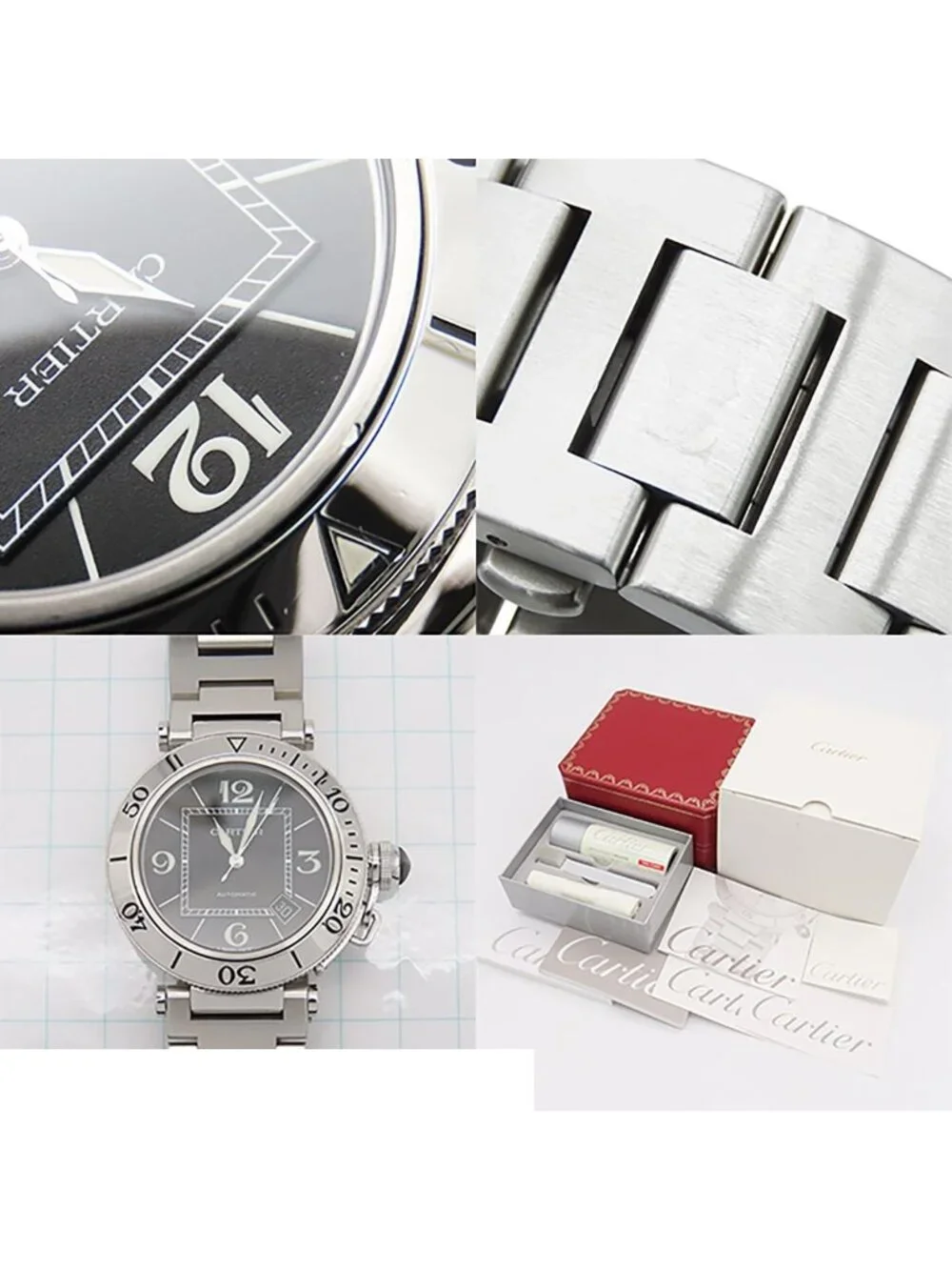 Cartier Pasha Seatimer Black SS Watch Automatic